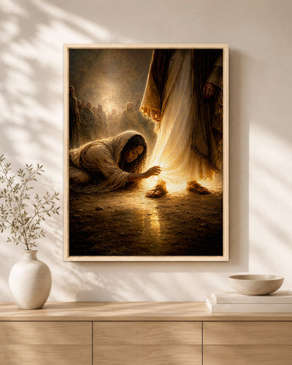 Black Jesus Healing the Woman Canvas Print – African American Christian Wall Art