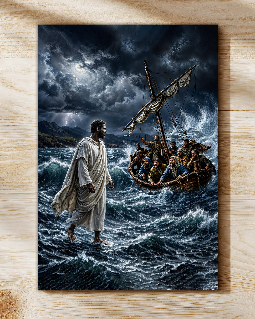 Black Jesus Walking on Water Canvas Print – African American Christian Wall Art
