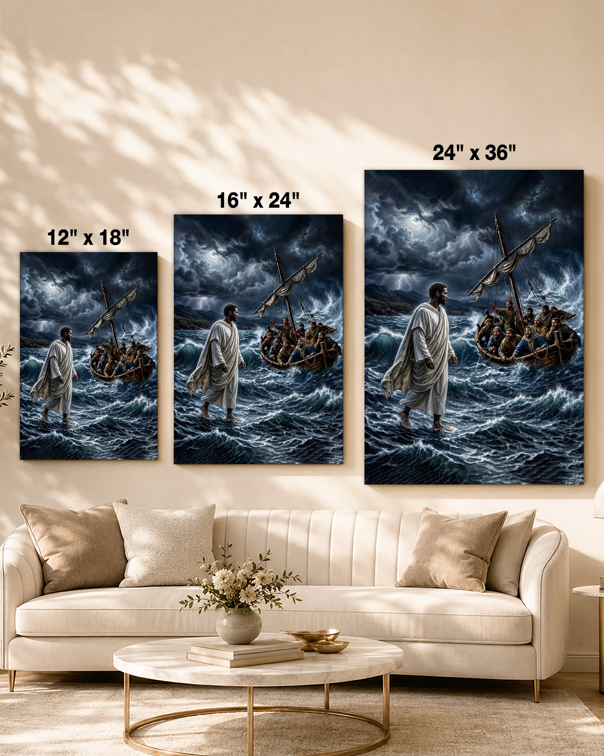 Black Jesus Walking on Water Canvas Print – African American Christian Wall Art