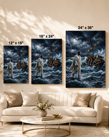 Black Jesus Walking on Water Canvas Print – African American Christian Wall Art