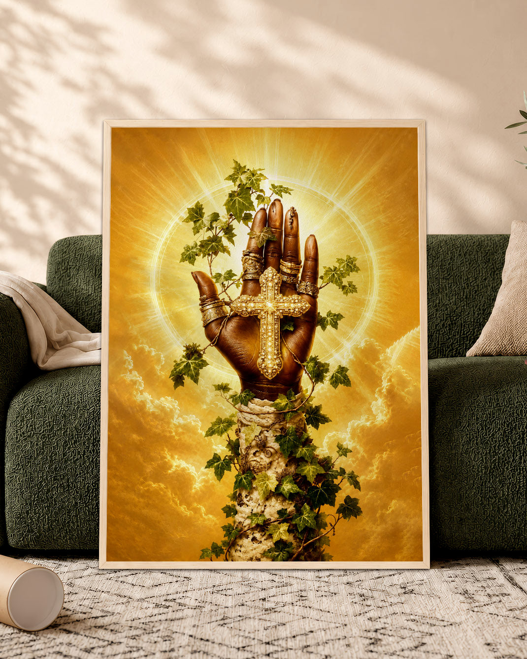 SEO Product Title  Black Christian Cross Hand Canvas Print – African American Faith Wall Art