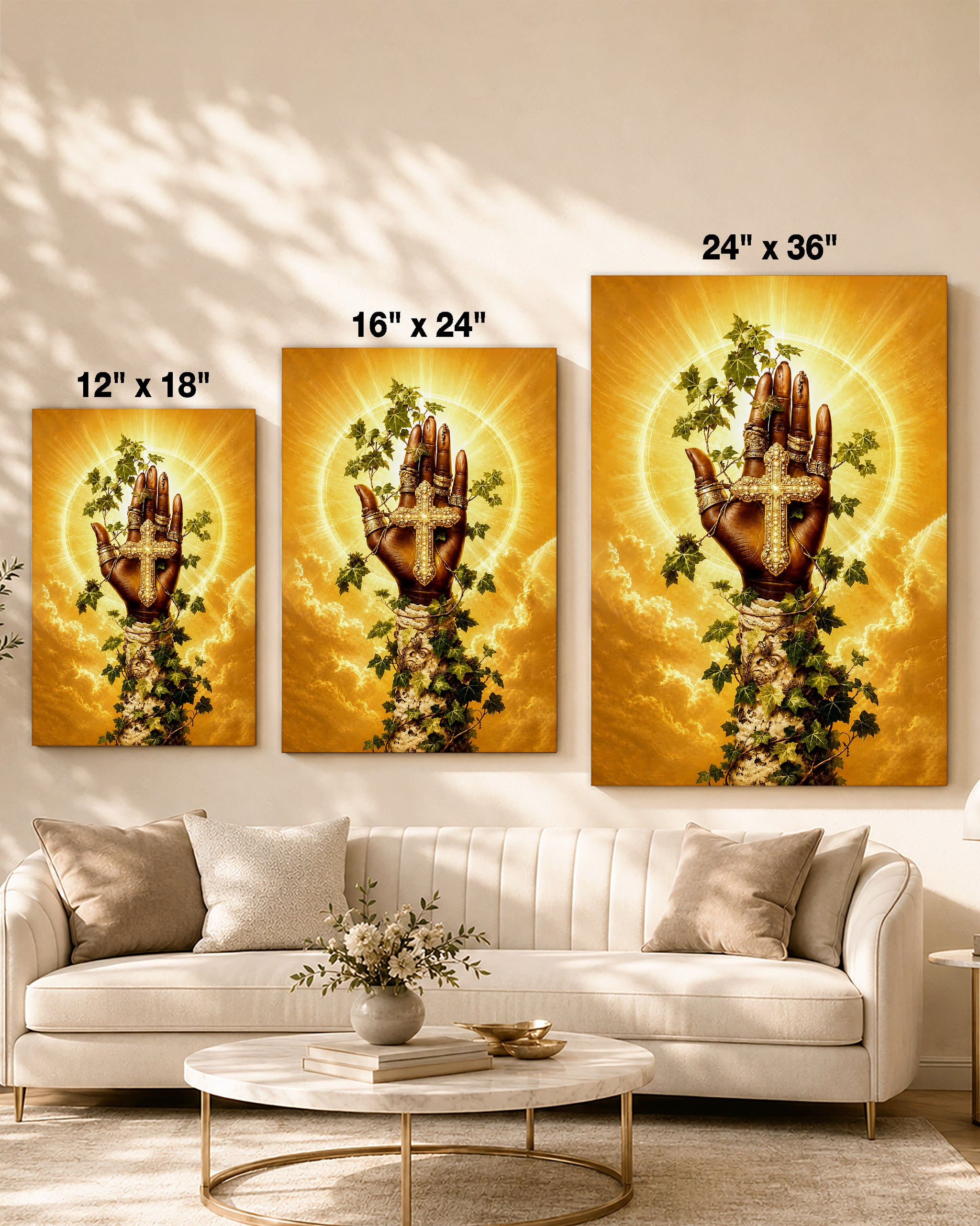 SEO Product Title  Black Christian Cross Hand Canvas Print – African American Faith Wall Art