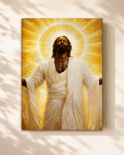 Black Jesus Glory Canvas Print – African American Christian Wall Art