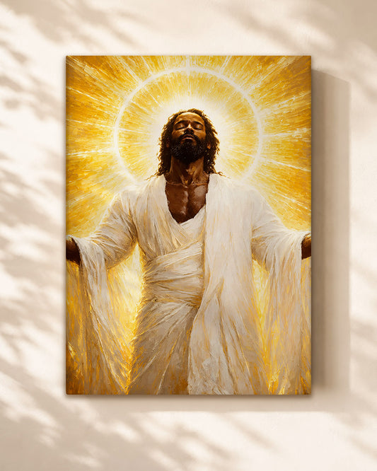 Black Jesus Glory Canvas Print – African American Christian Wall Art