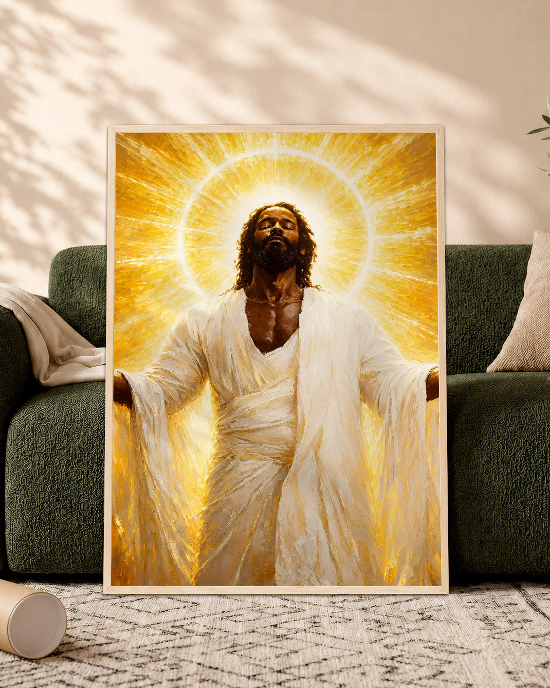Black Jesus Glory Canvas Print – African American Christian Wall Art
