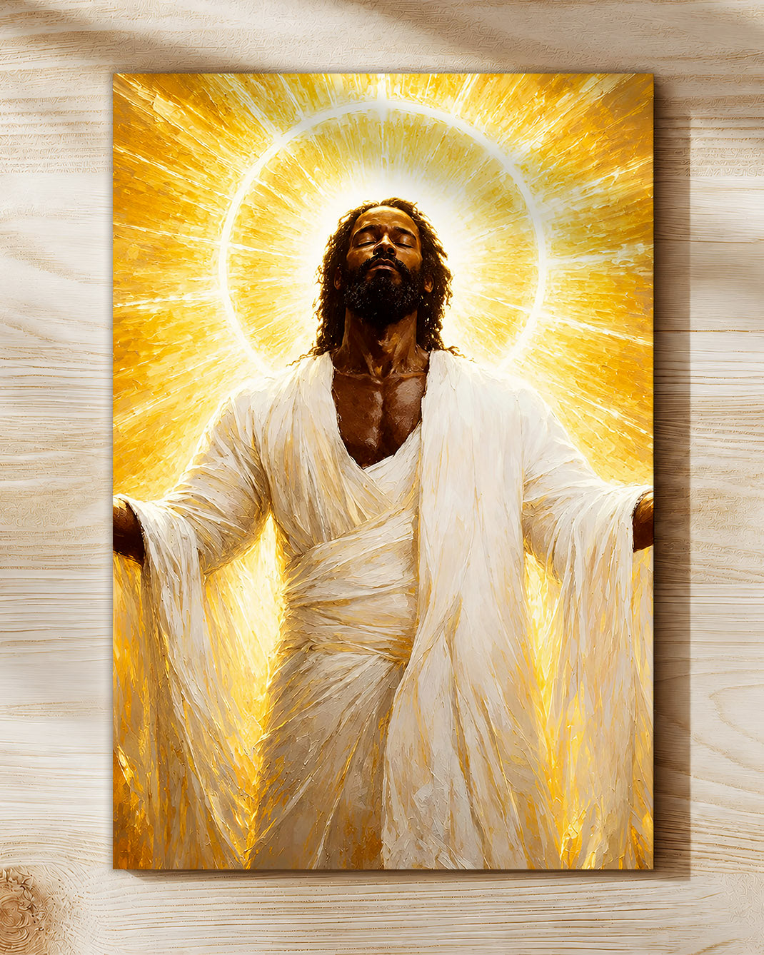 Black Jesus Glory Canvas Print – African American Christian Wall Art