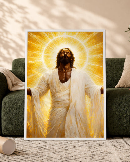 Black Jesus Glory Canvas Print – African American Christian Wall Art