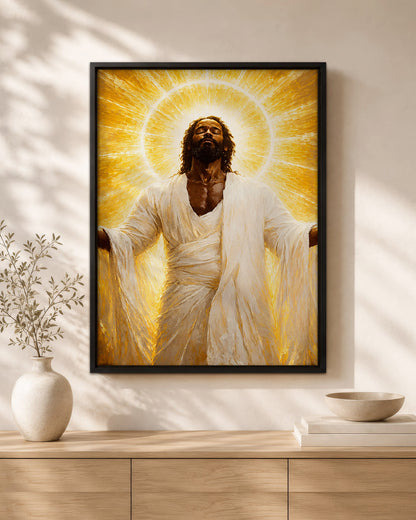 Black Jesus Glory Canvas Print – African American Christian Wall Art