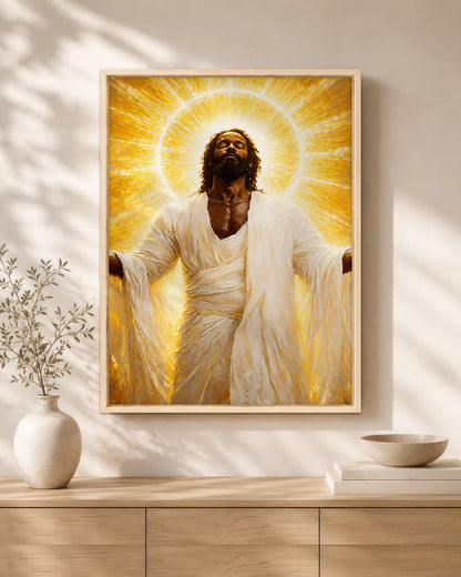 Black Jesus Glory Canvas Print – African American Christian Wall Art
