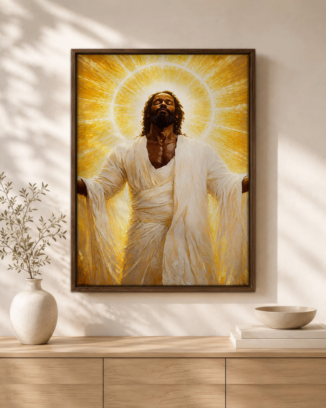 Black Jesus Glory Canvas Print – African American Christian Wall Art