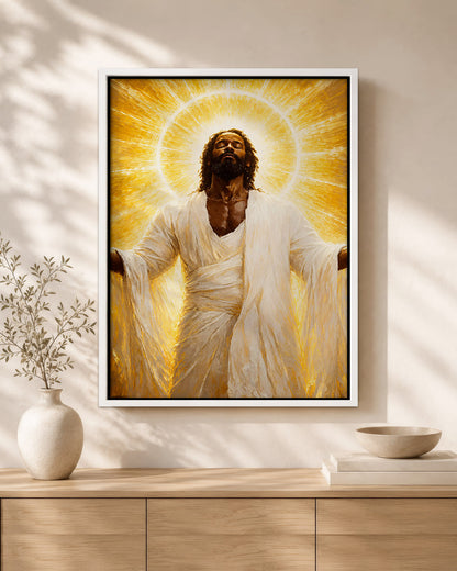 Black Jesus Glory Canvas Print – African American Christian Wall Art