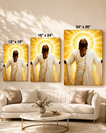 Black Jesus Glory Canvas Print – African American Christian Wall Art