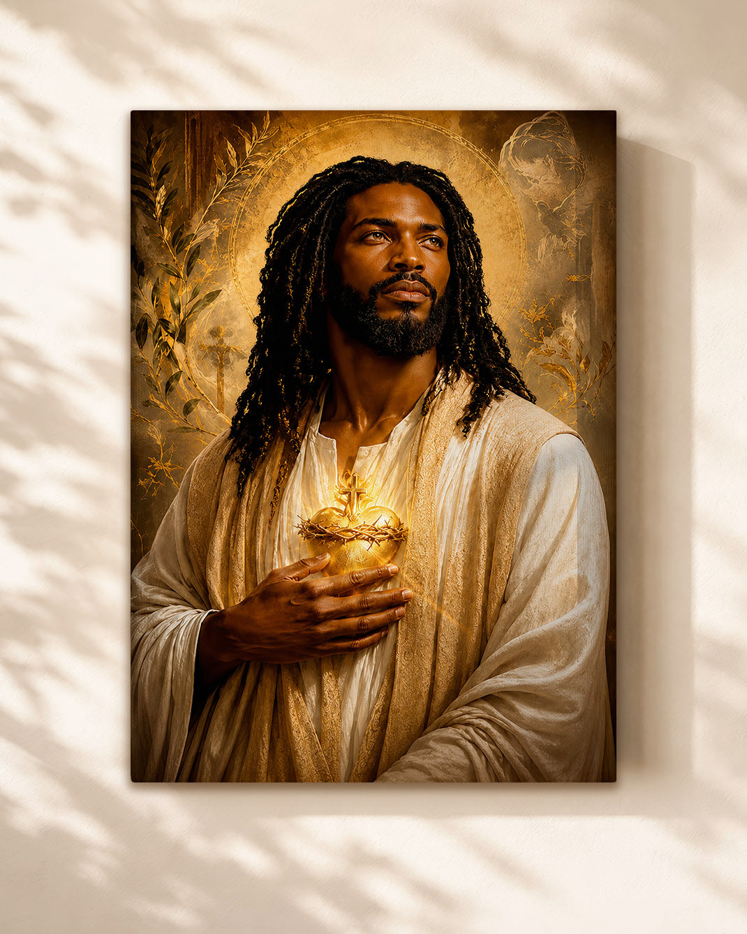 Black Jesus Sacred Heart Canvas Print – African American Christian Wall Art