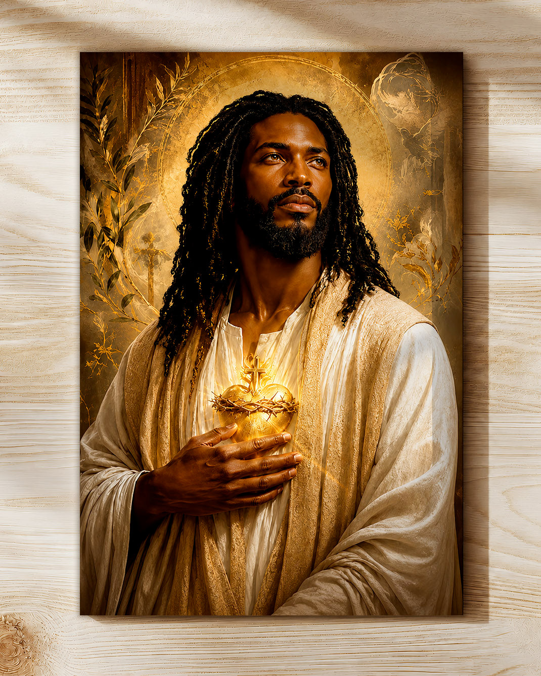 Black Jesus Sacred Heart Canvas Print – African American Christian Wall Art