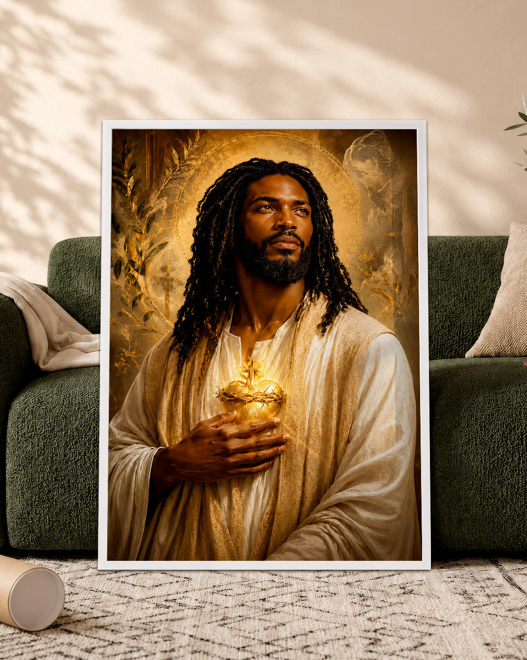 Black Jesus Sacred Heart Canvas Print – African American Christian Wall Art