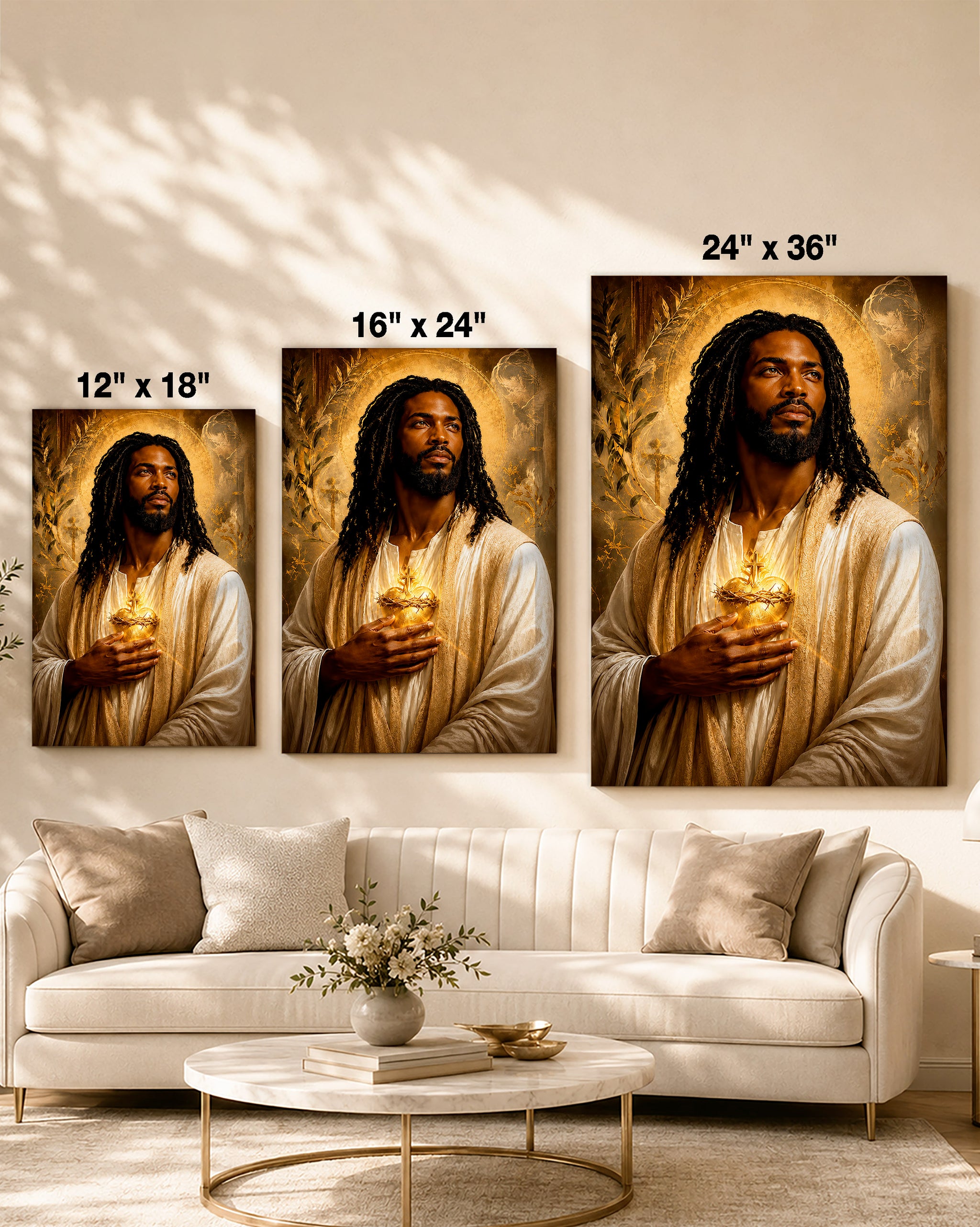 Black Jesus Sacred Heart Canvas Print – African American Christian Wall Art