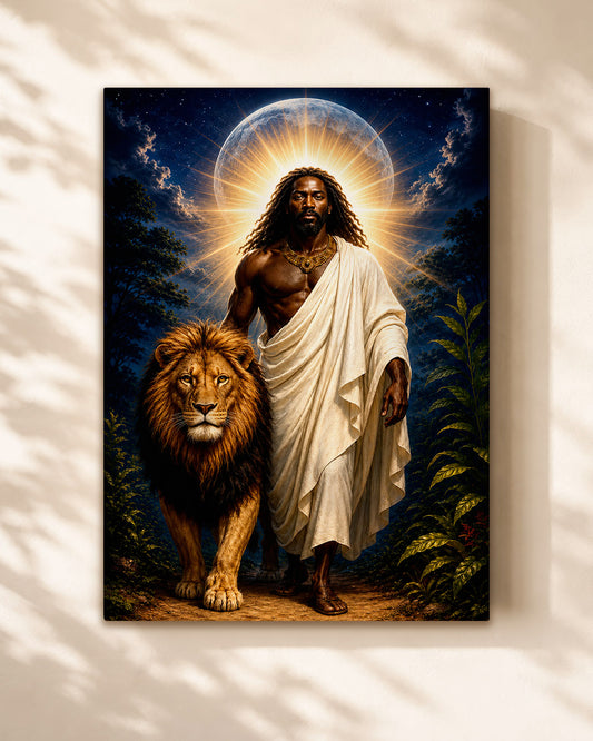 Black Jesus Lion of Judah Canvas Print – African American Christian Wall Art