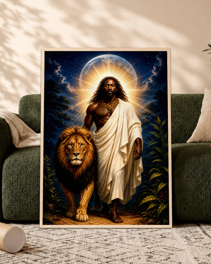 Black Jesus Lion of Judah Canvas Print – African American Christian Wall Art