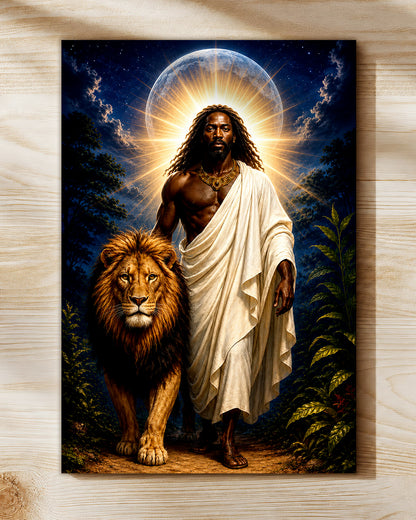 Black Jesus Lion of Judah Canvas Print – African American Christian Wall Art
