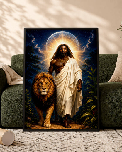 Black Jesus Lion of Judah Canvas Print – African American Christian Wall Art