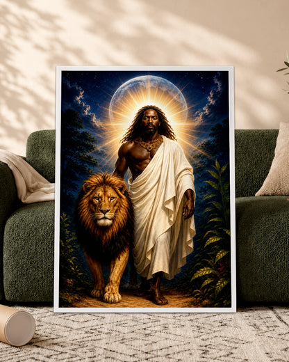 Black Jesus Lion of Judah Canvas Print – African American Christian Wall Art