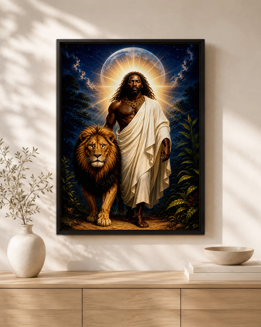 Black Jesus Lion of Judah Canvas Print – African American Christian Wall Art