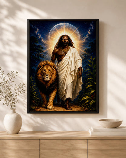 Black Jesus Lion of Judah Canvas Print – African American Christian Wall Art