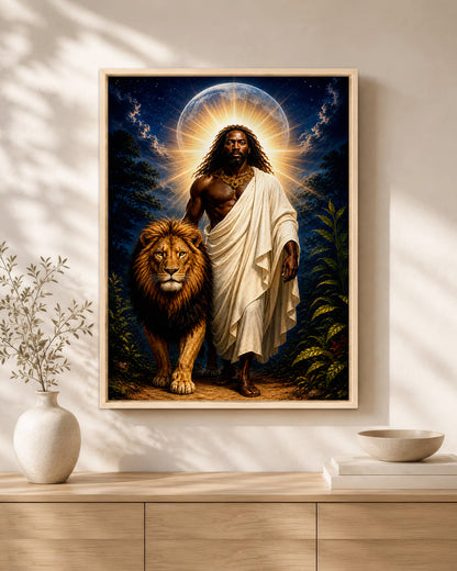 Black Jesus Lion of Judah Canvas Print – African American Christian Wall Art