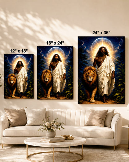 Black Jesus Lion of Judah Canvas Print – African American Christian Wall Art