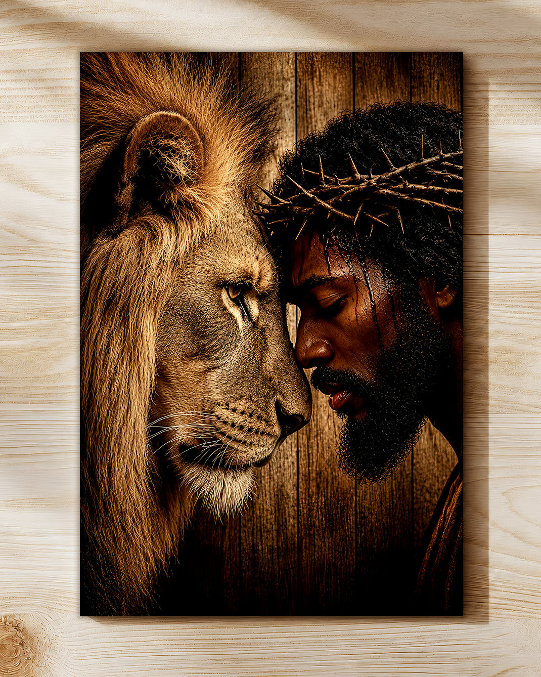 Black Jesus & Lion of Judah Canvas Print – African American Christian Wall Art
