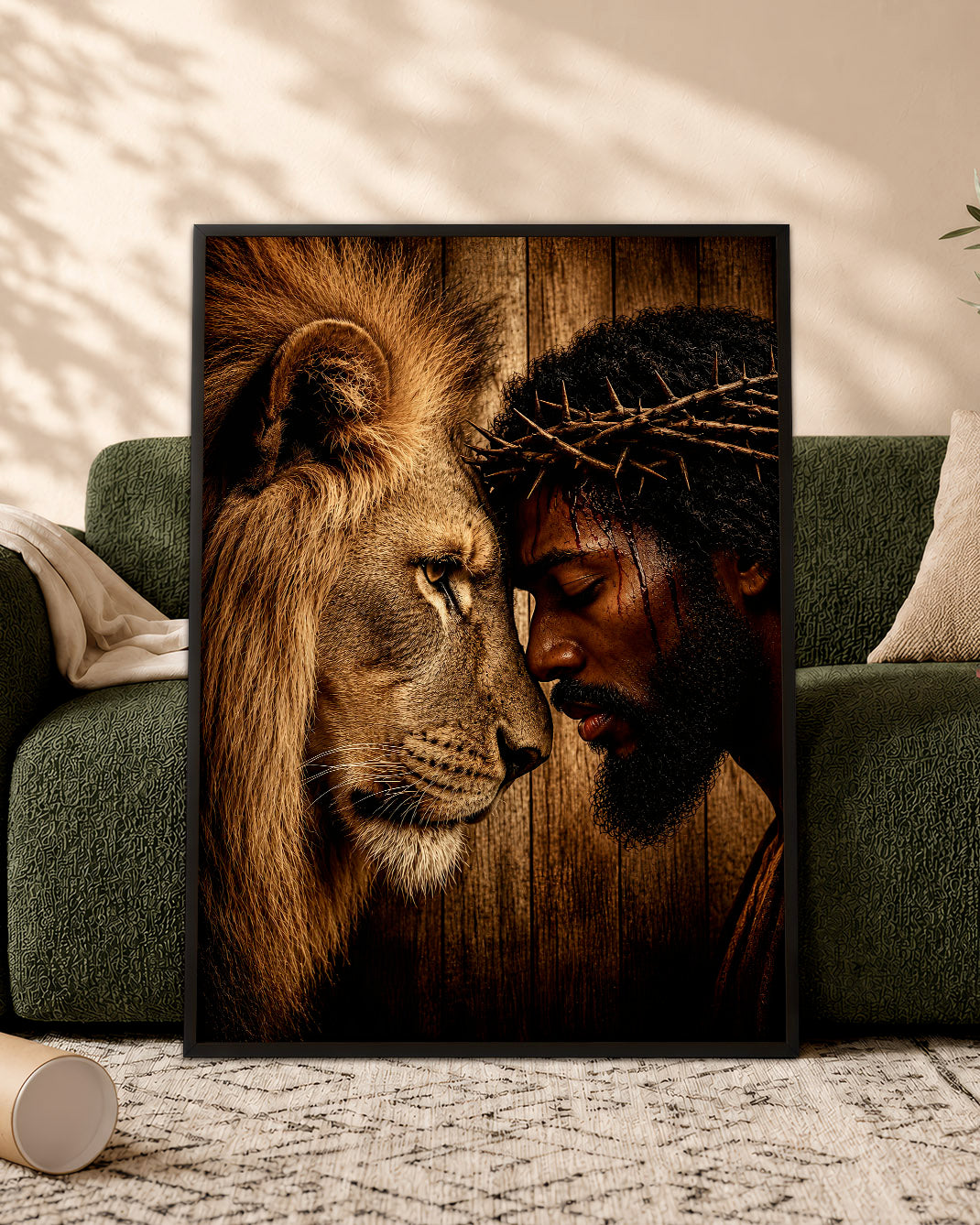 Black Jesus & Lion of Judah Canvas Print – African American Christian Wall Art