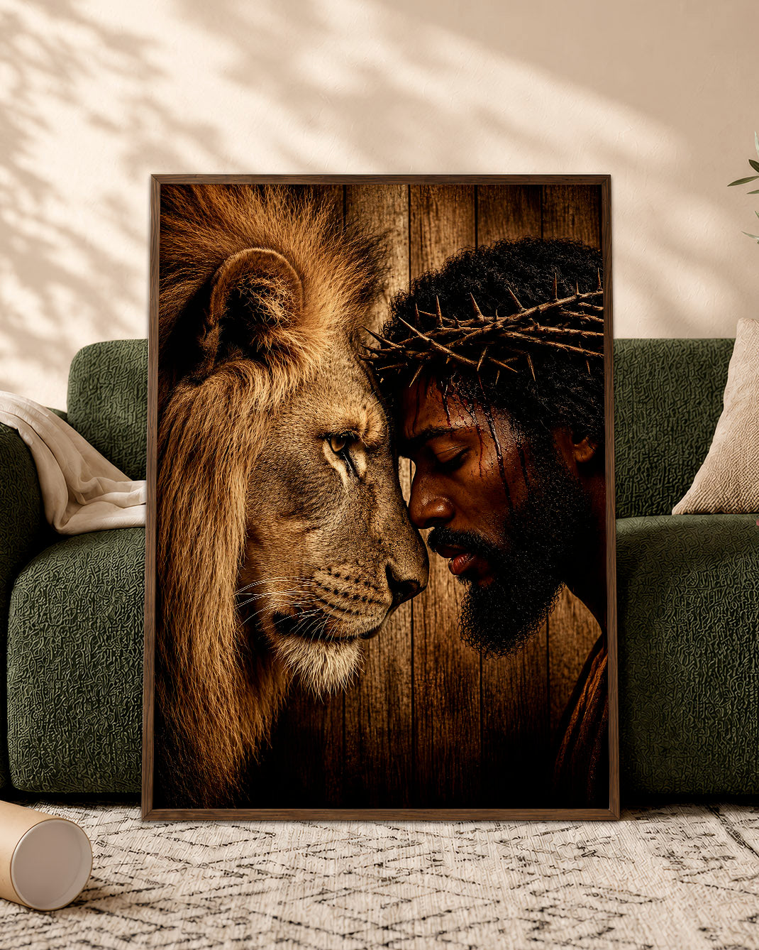 Black Jesus & Lion of Judah Canvas Print – African American Christian Wall Art