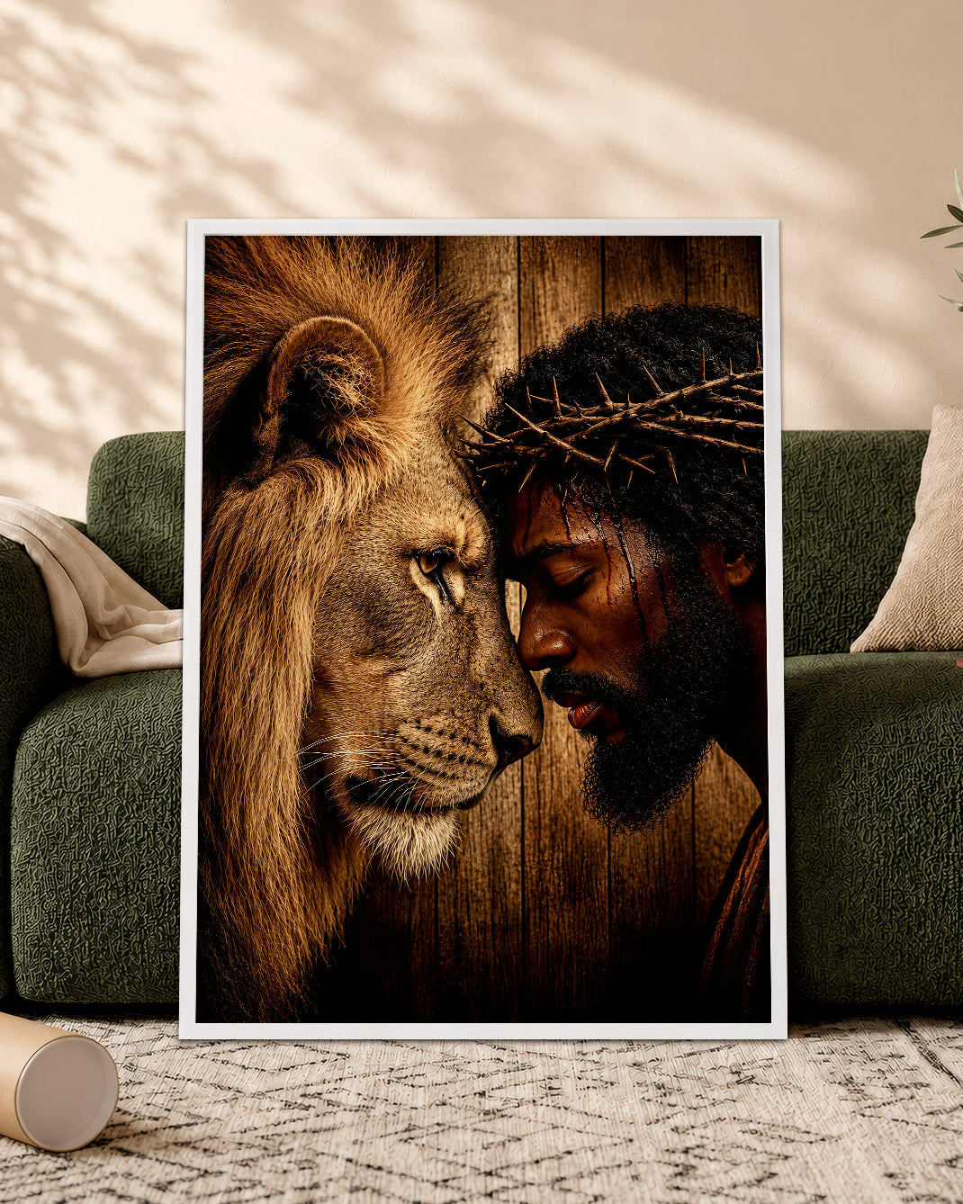 Black Jesus & Lion of Judah Canvas Print – African American Christian Wall Art