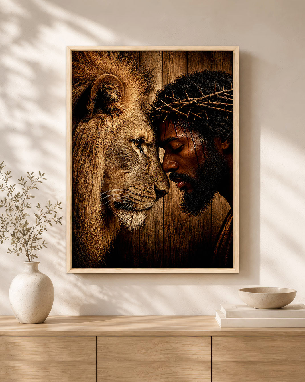 Black Jesus & Lion of Judah Canvas Print – African American Christian Wall Art