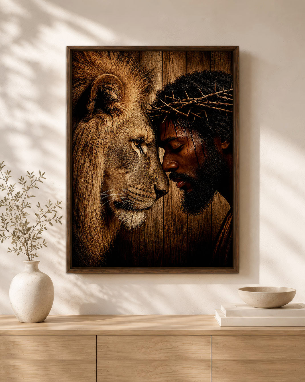 Black Jesus & Lion of Judah Canvas Print – African American Christian Wall Art