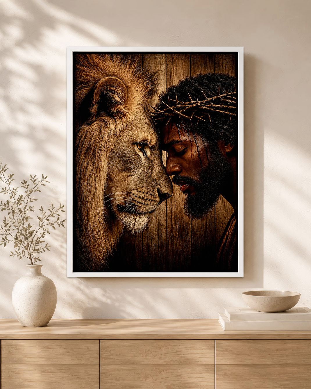 Black Jesus & Lion of Judah Canvas Print – African American Christian Wall Art