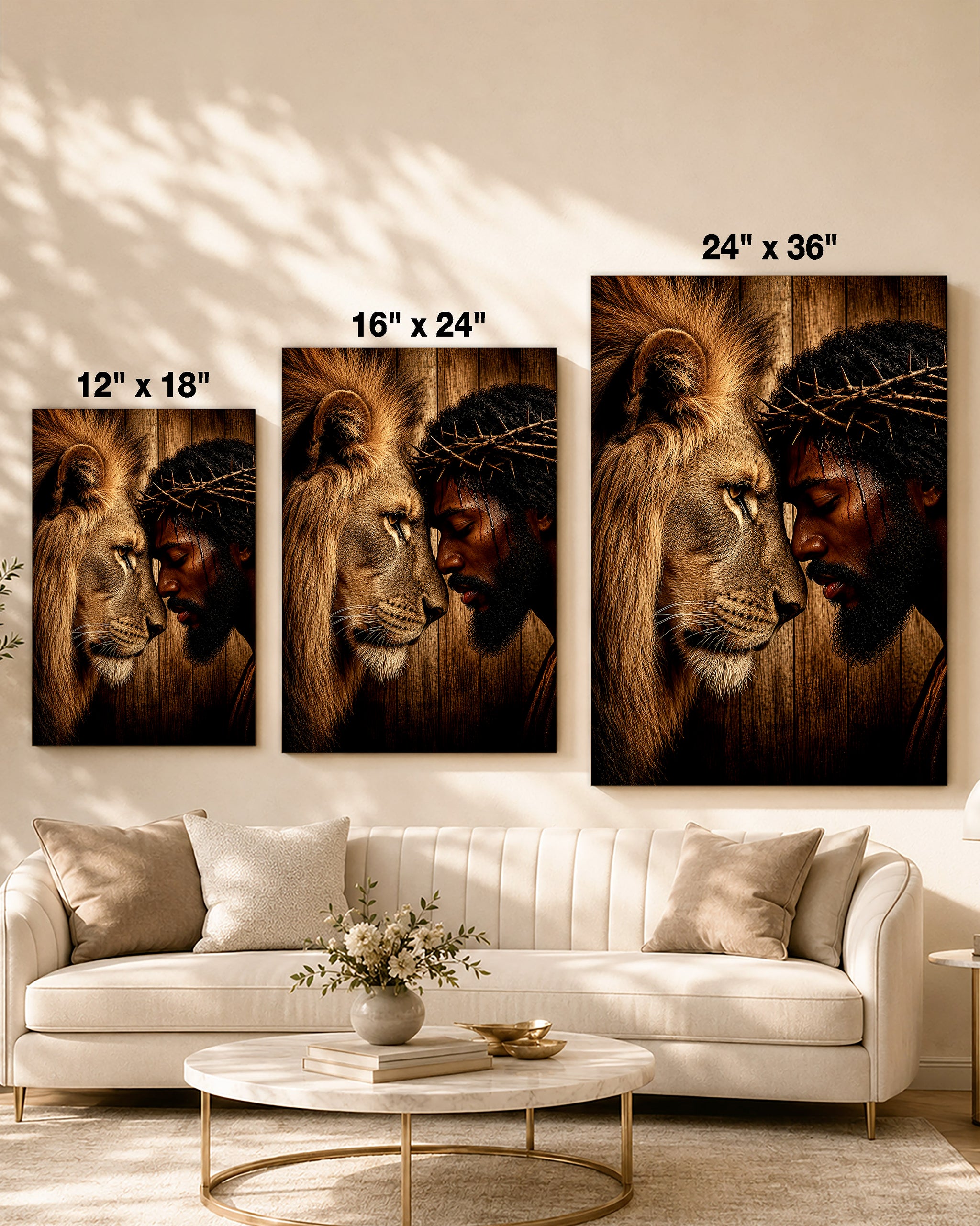 Black Jesus & Lion of Judah Canvas Print – African American Christian Wall Art