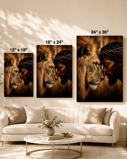Black Jesus & Lion of Judah Canvas Print – African American Christian Wall Art