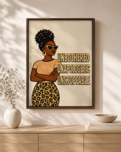 Unbothered Unapologetic Unstoppable Black Woman Wall Art