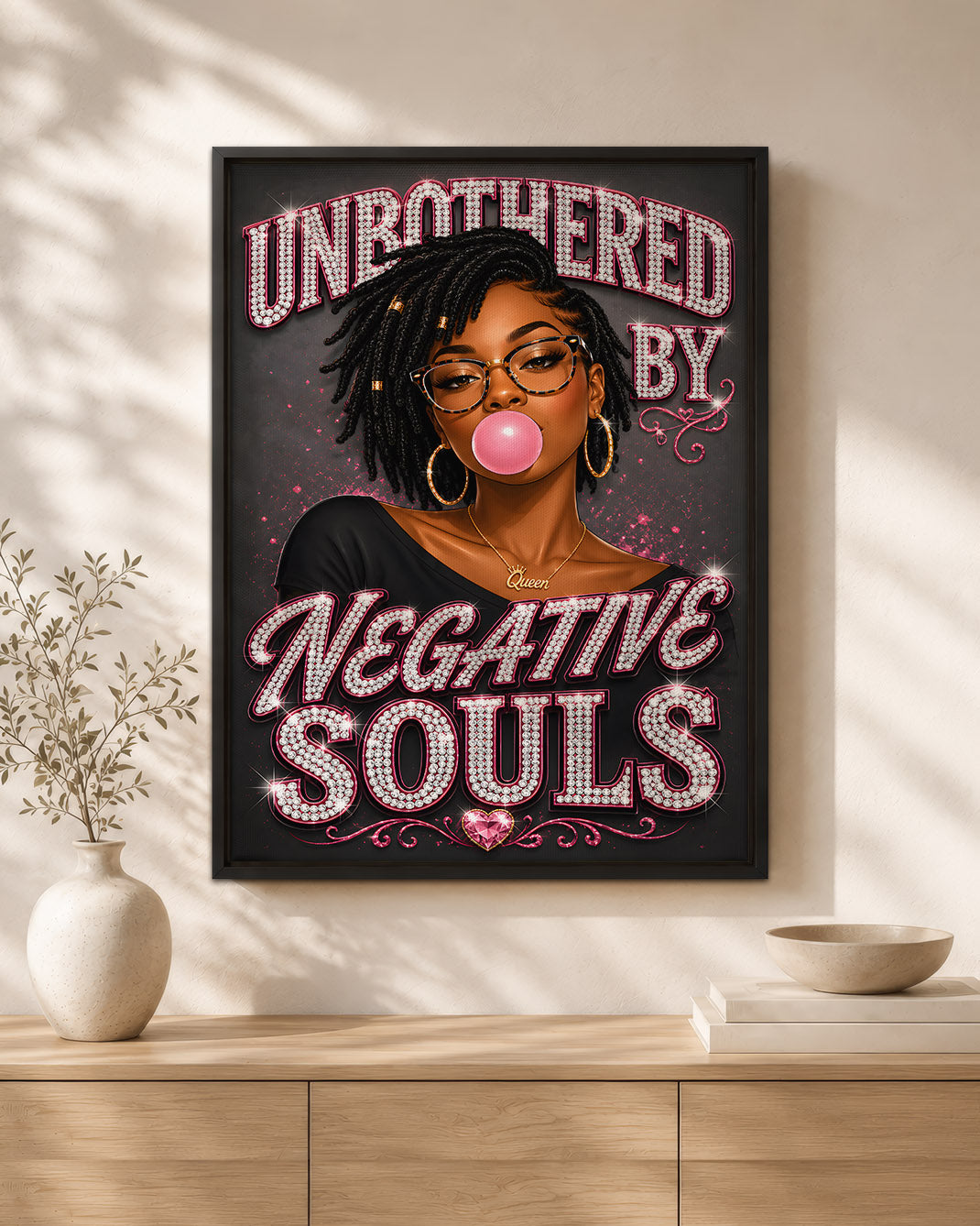 Black Woman Unbothered Inspirational Wall Art