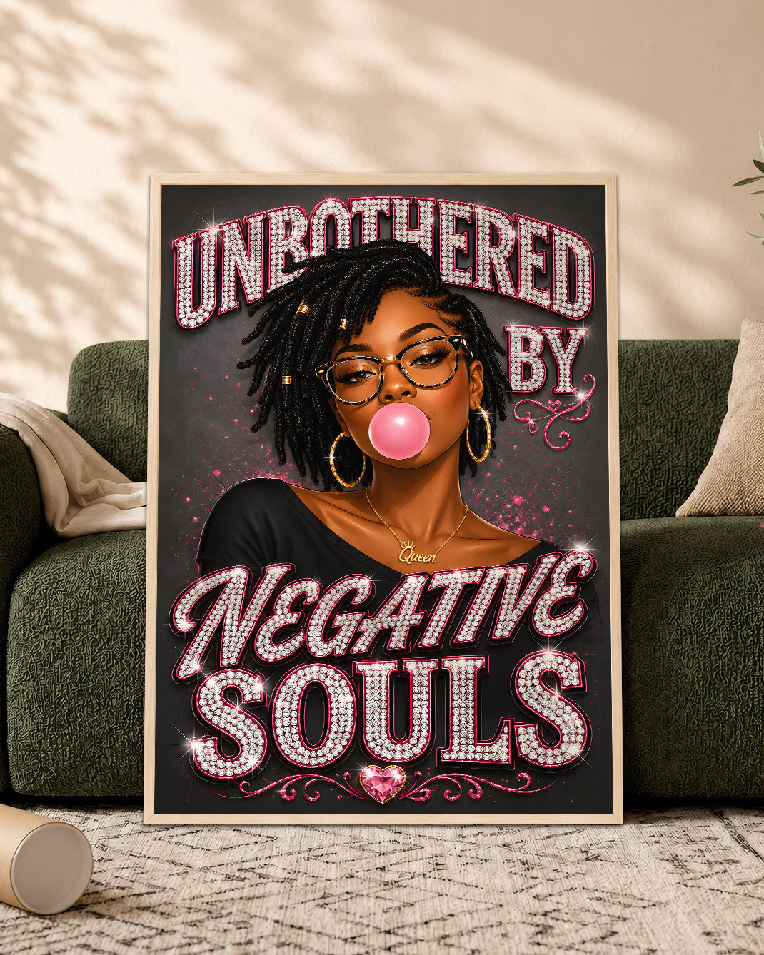 Black Woman Unbothered Inspirational Wall Art