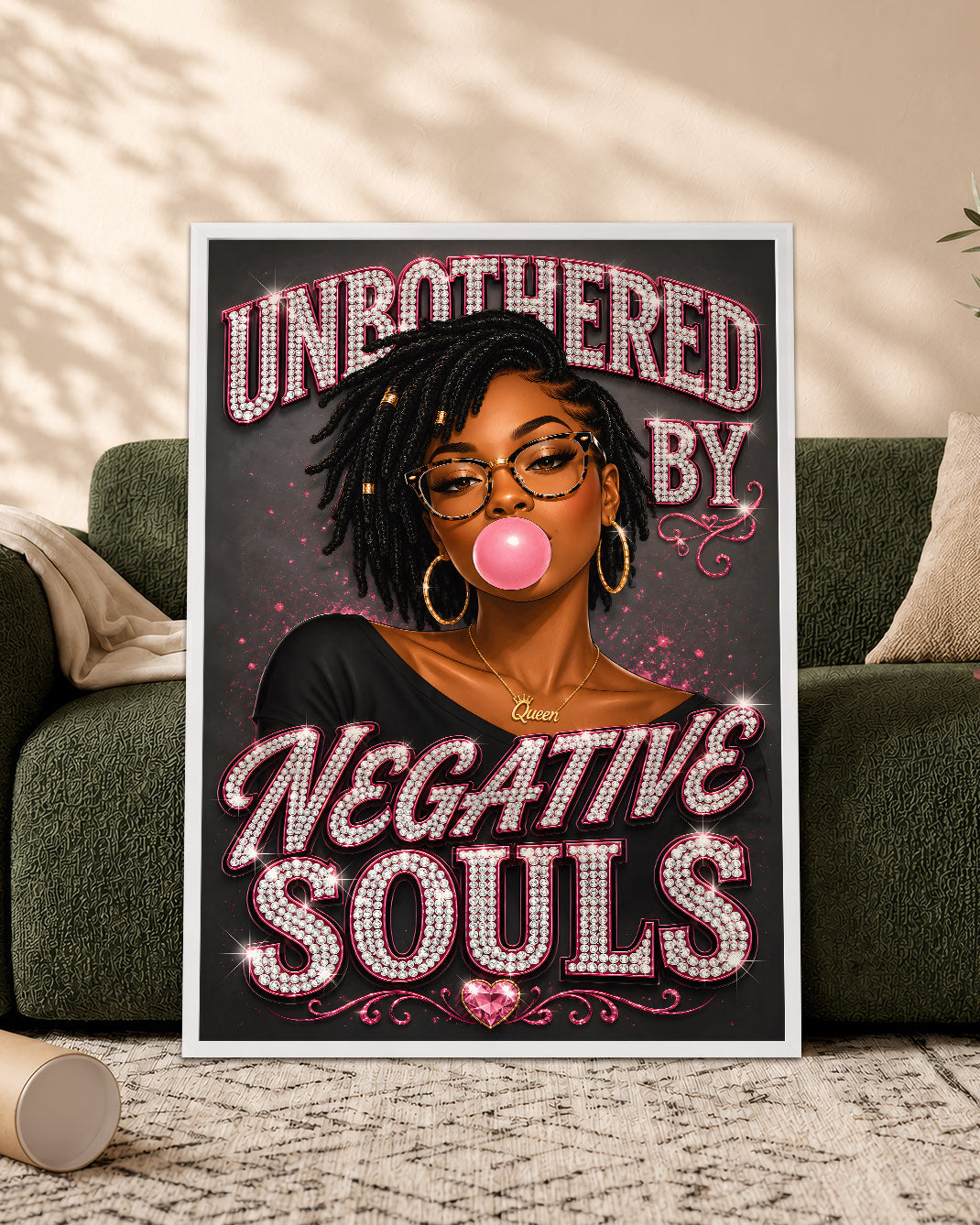 Black Woman Unbothered Inspirational Wall Art