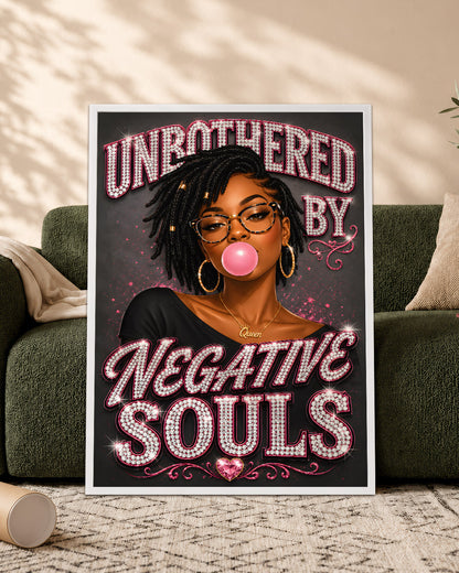 Black Woman Unbothered Inspirational Wall Art