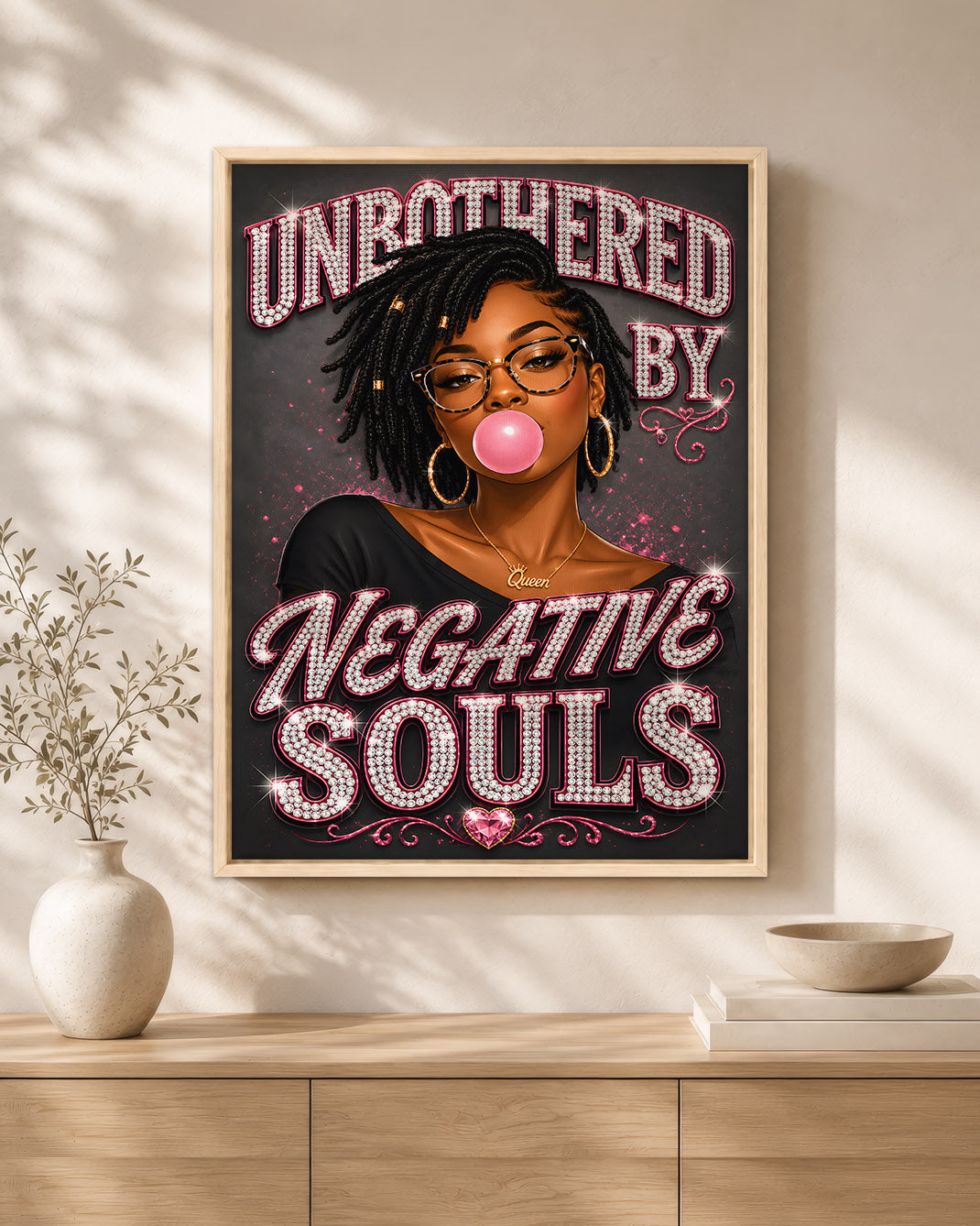 Black Woman Unbothered Inspirational Wall Art