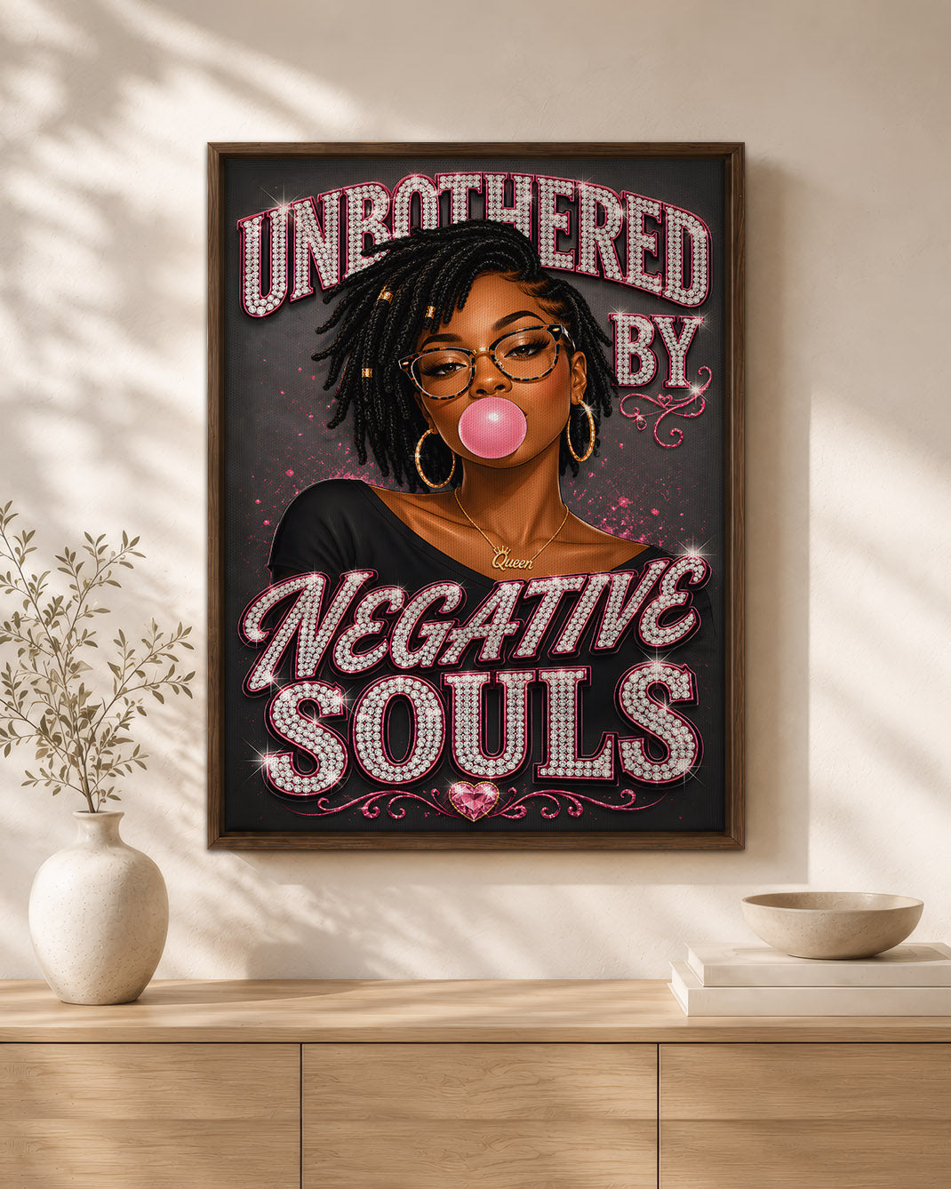Black Woman Unbothered Inspirational Wall Art