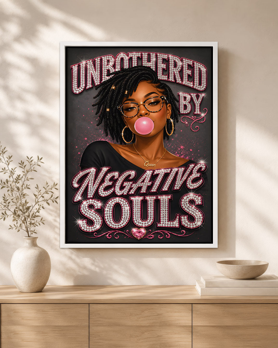 Black Woman Unbothered Inspirational Wall Art
