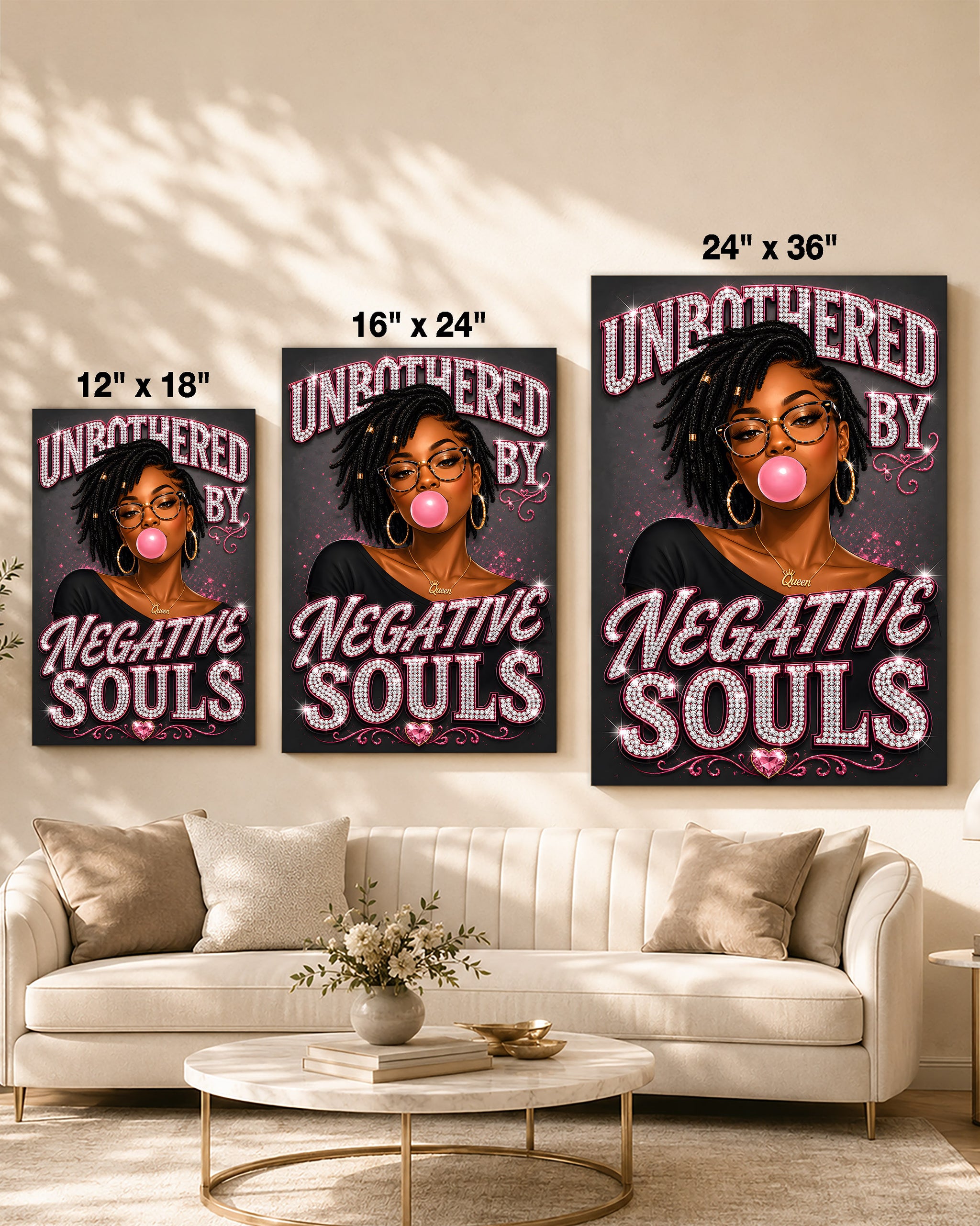 Black Woman Unbothered Inspirational Wall Art