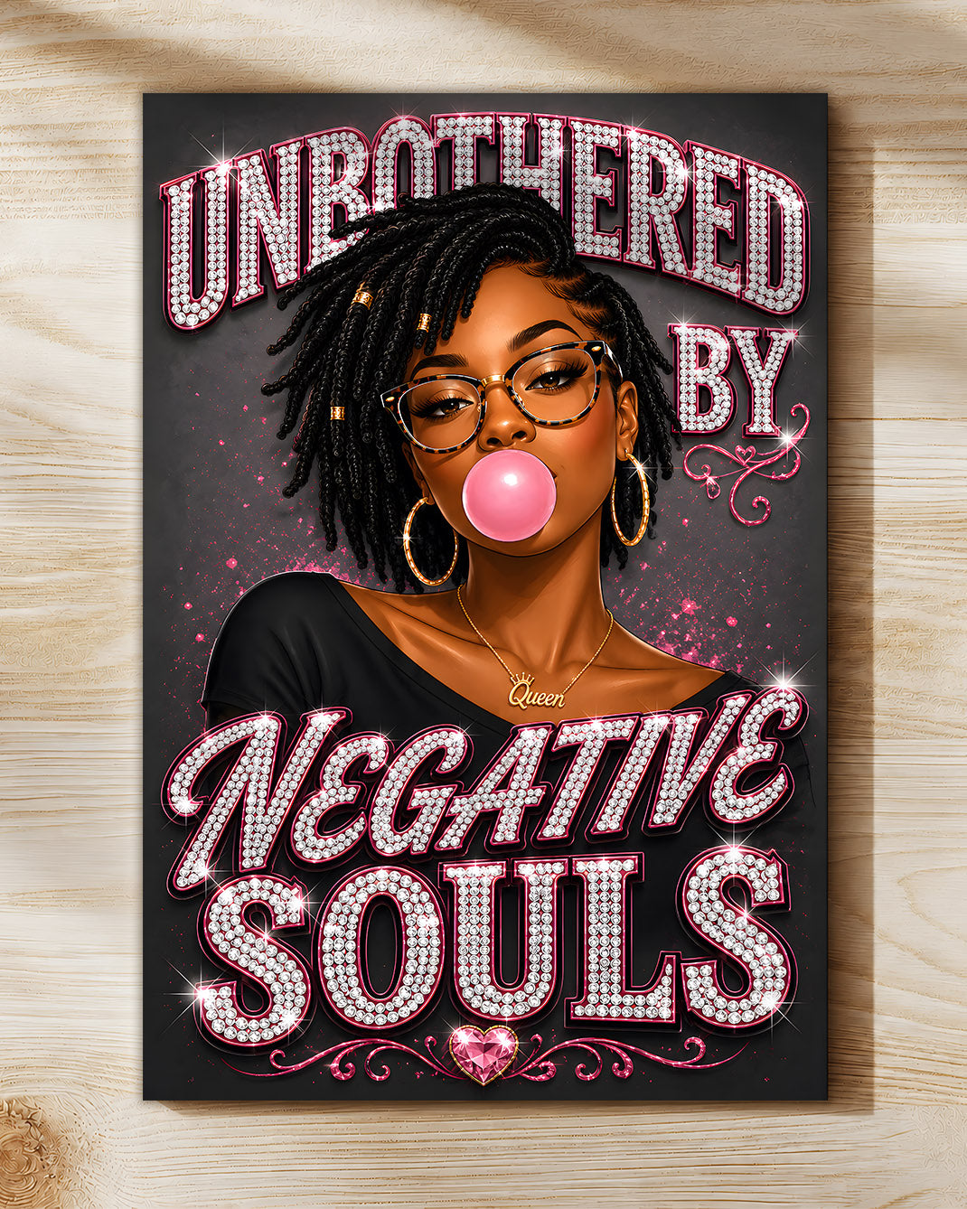 Black Woman Unbothered Inspirational Wall Art