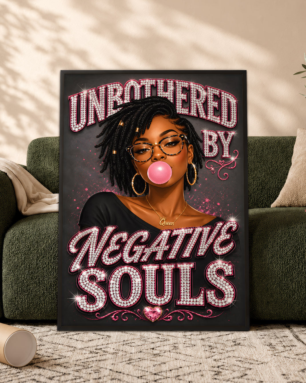Black Woman Unbothered Inspirational Wall Art