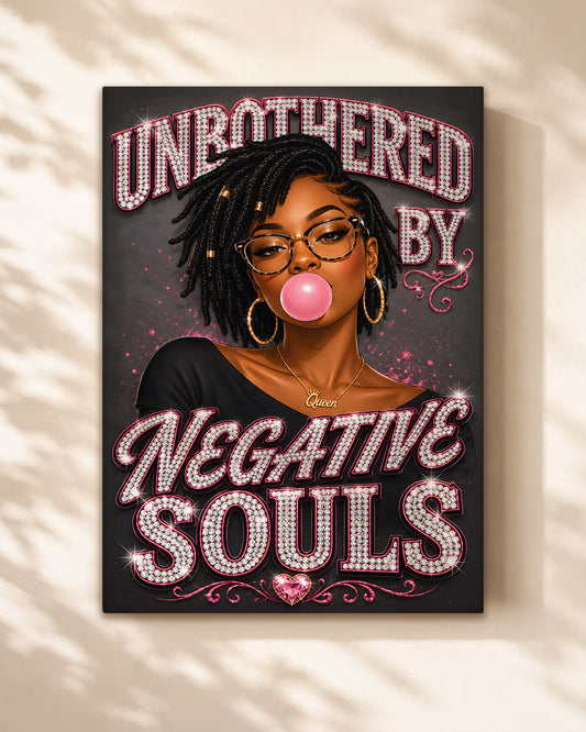 Black Woman Unbothered Inspirational Wall Art